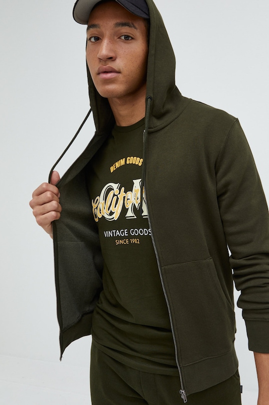 Jack & Jones bluza z kapturem zielony 12210830.Rosin