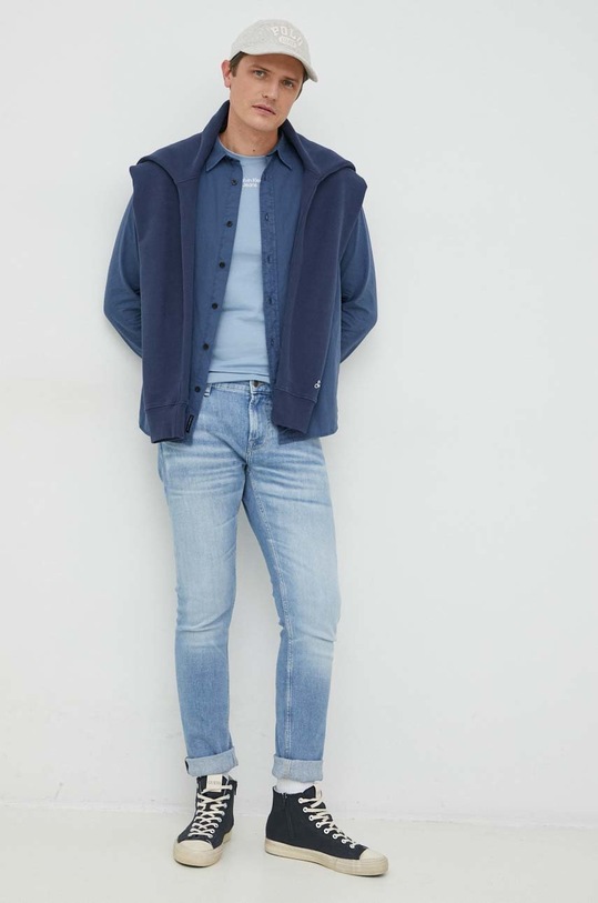 Βαμβακερή μπλούζα MC2 Saint Barth X Peanuts SOH0004 σκούρο μπλε AA00