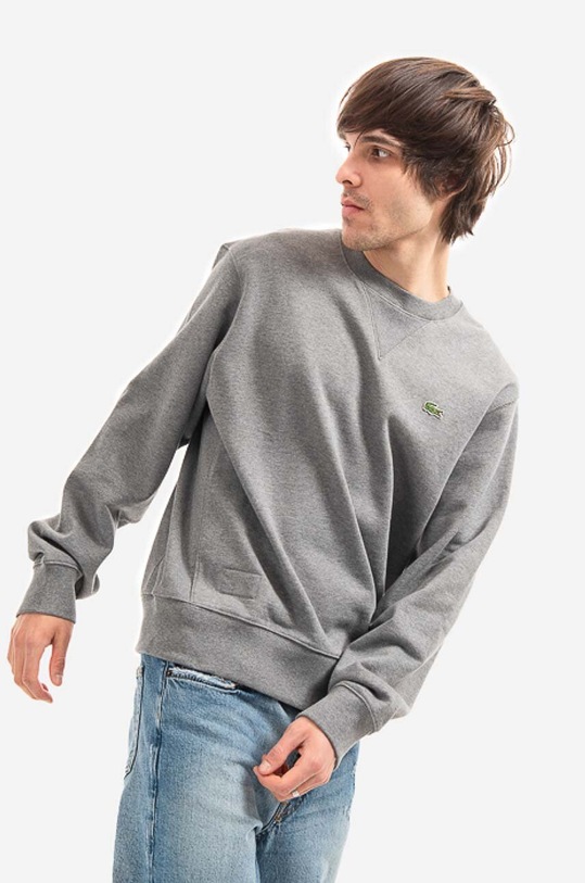 Lacoste sweatshirt SH1702 1VQ plain gray SH1702.1VQ