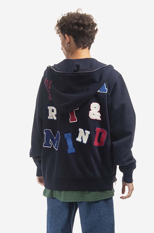 Clothing Billionaire Boys Club cotton sweatshirt Heart And Mind Zip Through Hood B22227 navy