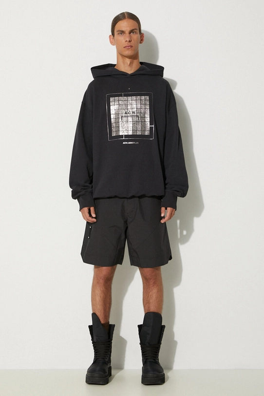 Βαμβακερή μπλούζα A-COLD-WALL* Foil Grid Hoodie ACWMW074. μαύρο AA00