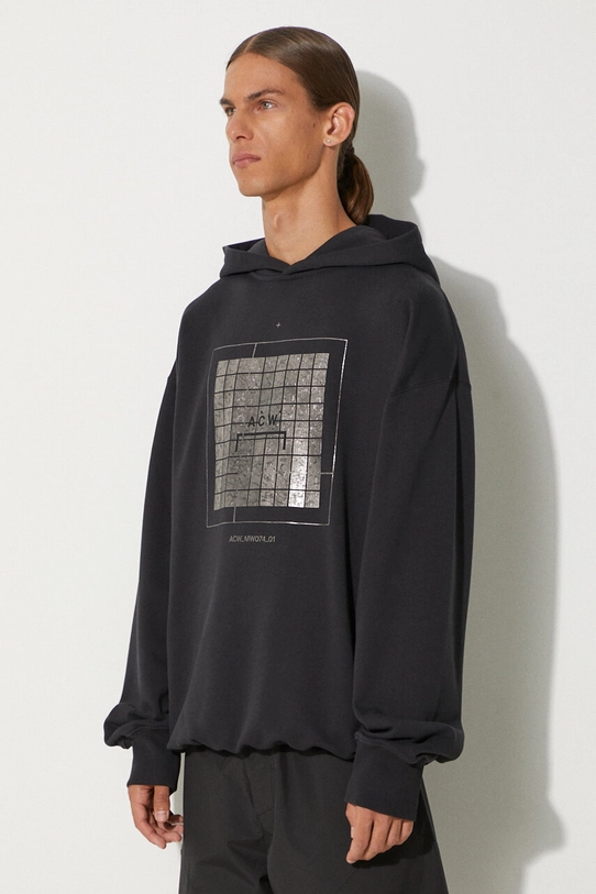 Βαμβακερή μπλούζα A-COLD-WALL* Foil Grid Hoodie μαύρο ACWMW074.