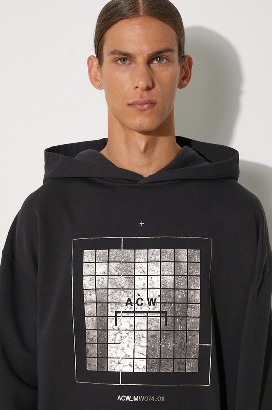 A-COLD-WALL* bluza bawełniana Foil Grid Hoodie ACWMW074. czarny