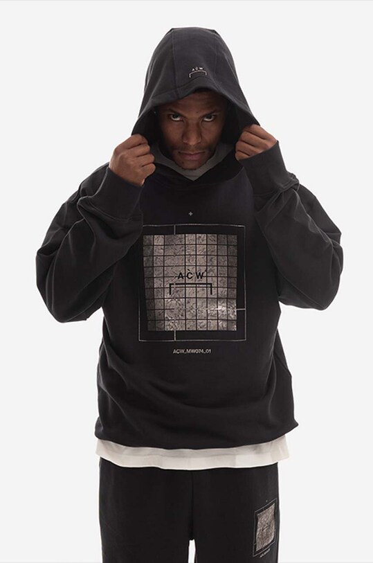 A-COLD-WALL* hanorac de bumbac Foil Grid Hoodie ACWMW074.