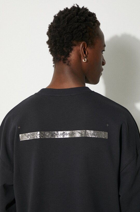 Bavlnená mikina A-COLD-WALL* Foil Grid Crewneck ACWMW075 BLACK ACWMW075. čierna