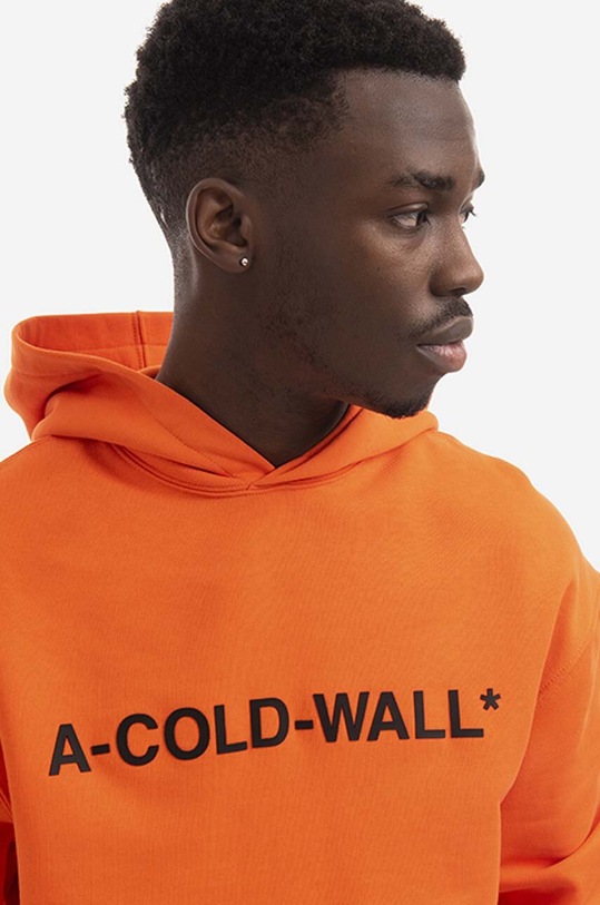 A-COLD-WALL* bluza bawełniana Essential Logo Hoodie pomarańczowy ACWMW083.