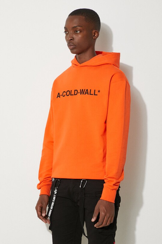 A-COLD-WALL* felpa in cotone Essential Logo Hoodie arancione ACWMW083.