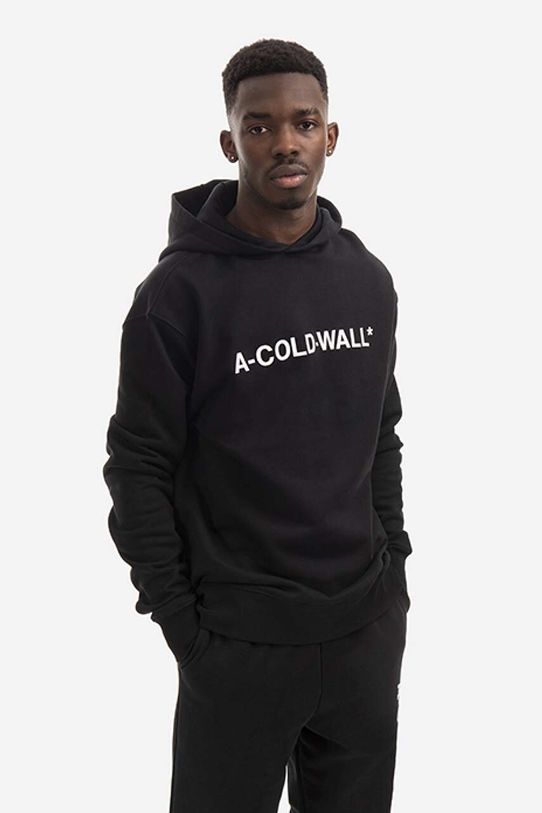 Bavlněná mikina A-COLD-WALL* Essential Logo Hoodie s kapucí černá ACWMW083.