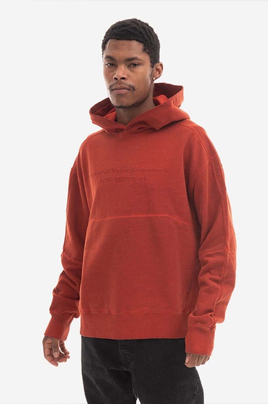 A-COLD-WALL* bluza bawełniana Overdye Hoodie ACWMW076. czerwony