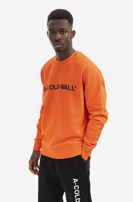 Bavlnená mikina A-COLD-WALL* Essential Logo Crewneck ACWMW082. oranžová