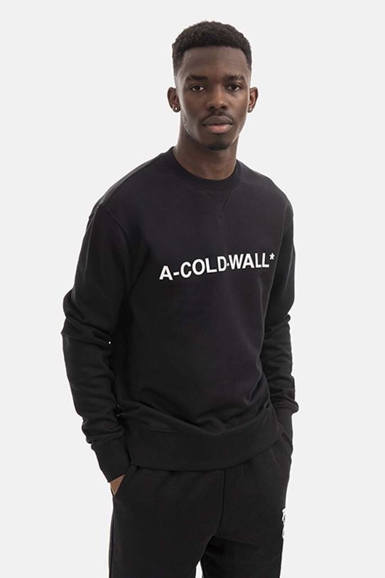 A-COLD-WALL* hanorac de bumbac Essential Logo Crewneck ACWMW082. negru