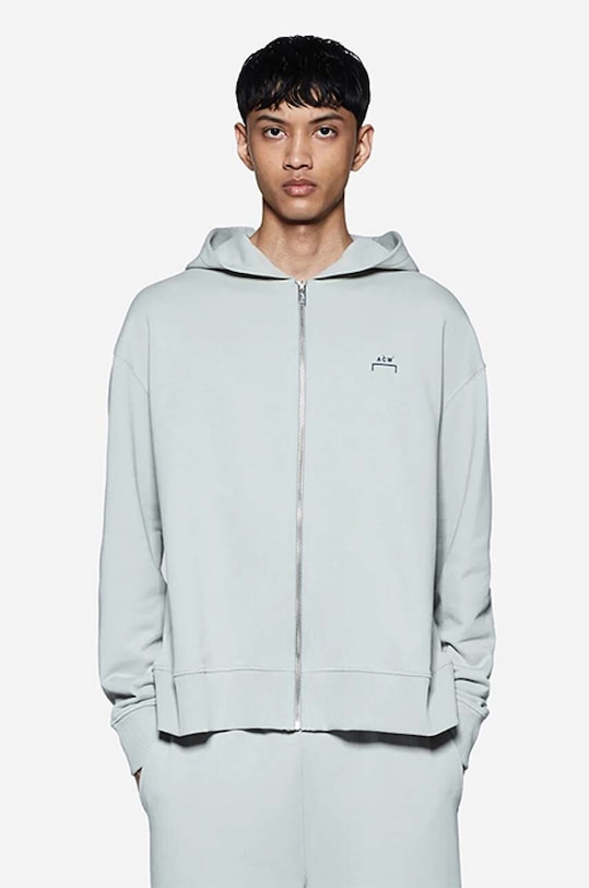 A-COLD-WALL* bluza bawełniana Brutalist Zip Hoodie nadruk szary ACWMW073.