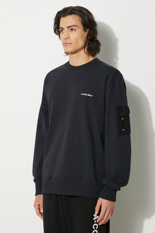 Pamučna dukserica A-COLD-WALL* Polygon Technical Crewneck crna ACWMW079.