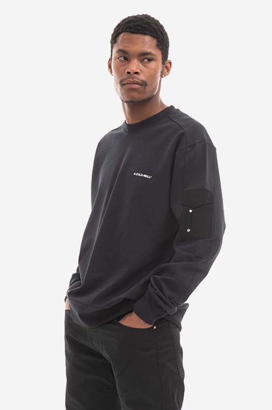 Bavlnená mikina A-COLD-WALL* Polygon Technical Crewneck ACWMW079 BLACK ACWMW079.