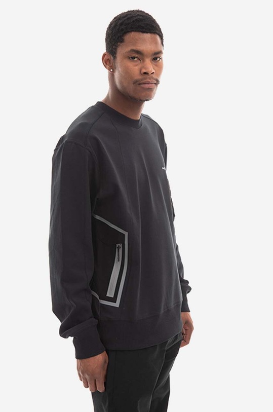 Bavlněná mikina A-COLD-WALL* Polygon Technical Crewneck ACWMW079 BLACK ACWMW079.