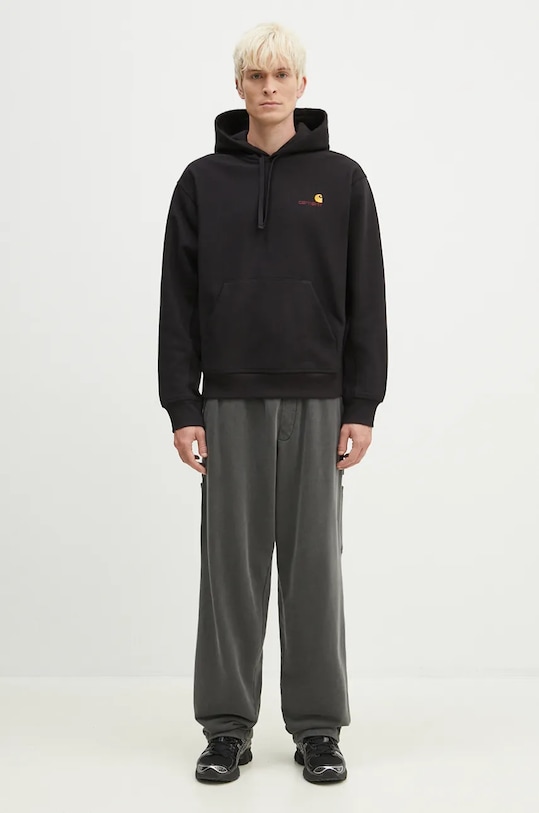 Carhartt WIP sweatshirt Hooded American Script Sweatshirt I028279. black