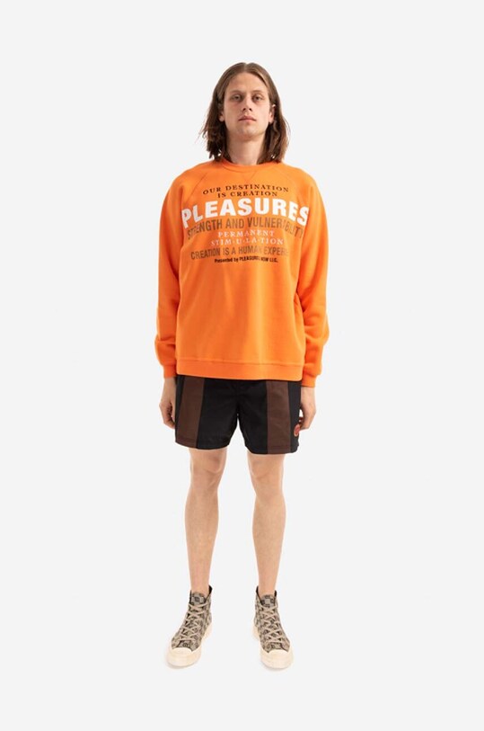 PLEASURES bluza Permanent Crewneck P22SP017 pomarańczowy AA00