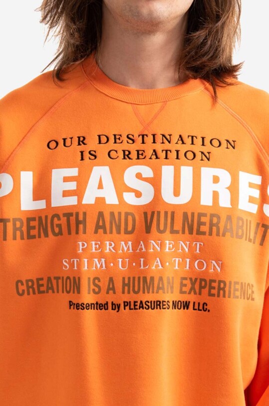 PLEASURES bluza Permanent Crewneck pomarańczowy P22SP017