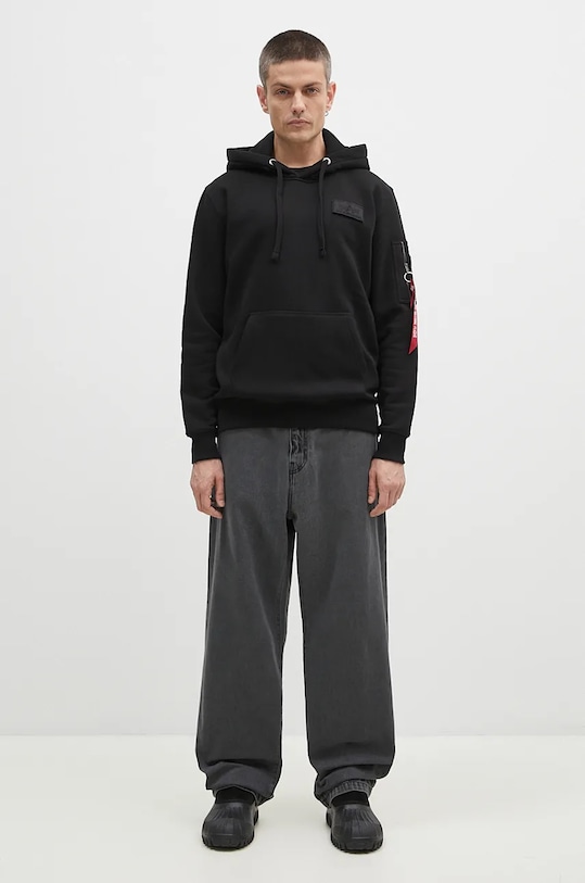 Alpha Industries bluză Red Stripe Hoody 178314.95 negru