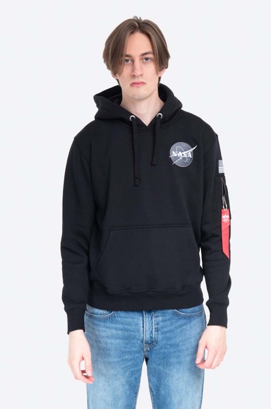 Mikina Alpha Industries Space Shuttle s kapucňou čierna 178317.03
