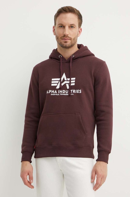 Кофта Alpha Industries Basic Hoody с капюшоном бордо 178312.21