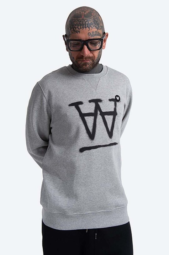 Wood Wood bluza bawełniana Tye Sweatshirt aplikacja szary 10135606.2424