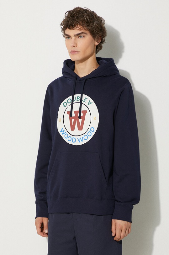 Wood Wood cotton sweatshirt Ian Crest Hoodie navy 10285600.2424
