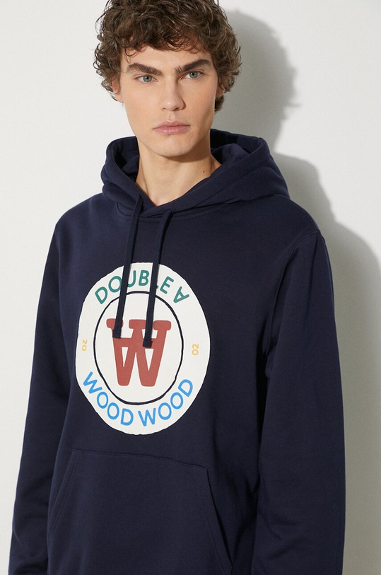 Wood Wood cotton sweatshirt Ian Crest Hoodie 10285600.2424 navy