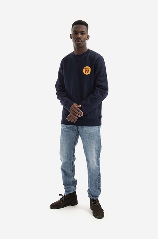 Wood Wood hanorac de bumbac Tye Badge 10285603.2424 bleumarin AA00