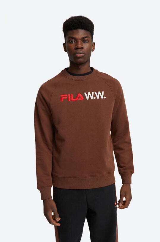 Хлопковая кофта Wood Wood Arthur x Fila печать коричневый 688382.H95