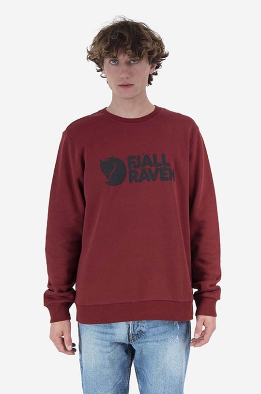 Fjallraven bluza bawełniana Logo Sweater aplikacja czerwony F84142