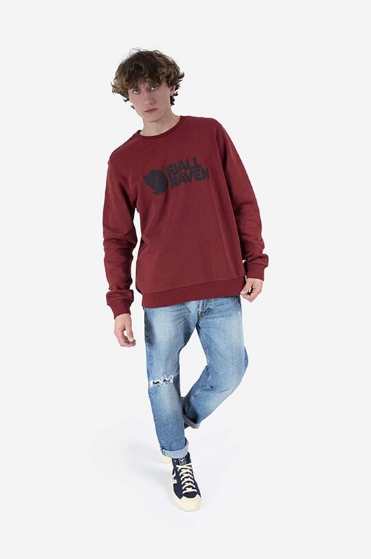 Fjallraven bluza bawełniana Logo Sweater F84142 czerwony AA00