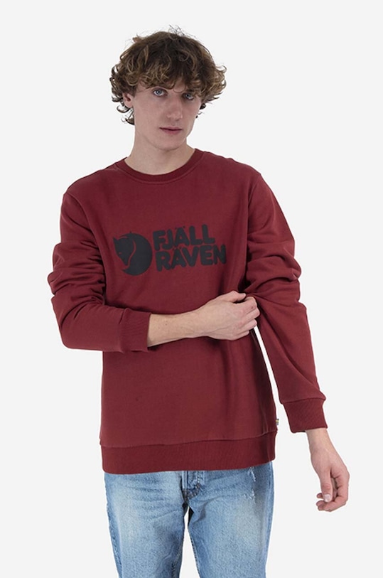 Fjallraven bluza bawełniana Logo Sweater F84142 czerwony