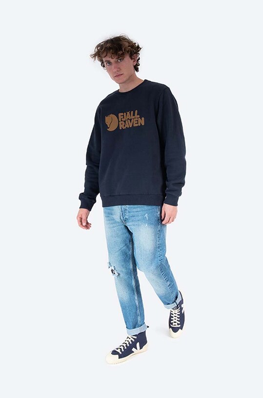 Бавовняна кофта Fjallraven Logo Sweater F84142 темно-синій AA00