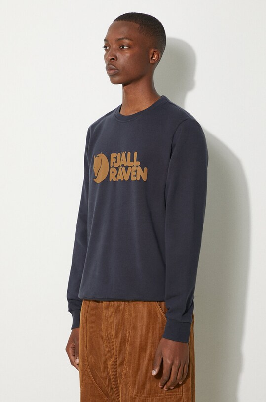Bavlnená mikina Fjallraven Logo Sweater tmavomodrá F84142