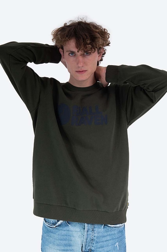 Fjallraven bluza bawełniana Logo Sweater F84142 zielony