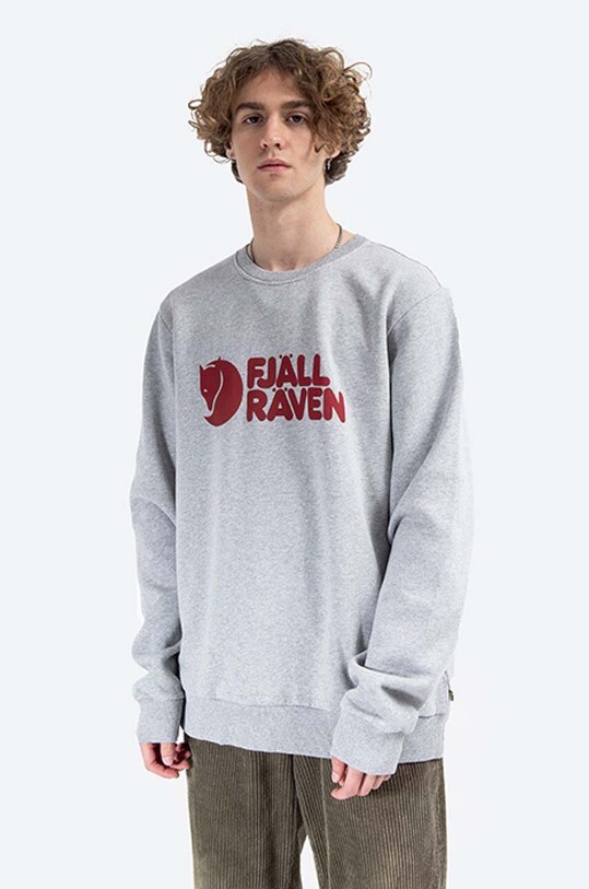 Fjallraven bluza bawełniana Logo Sweater aplikacja szary F84142