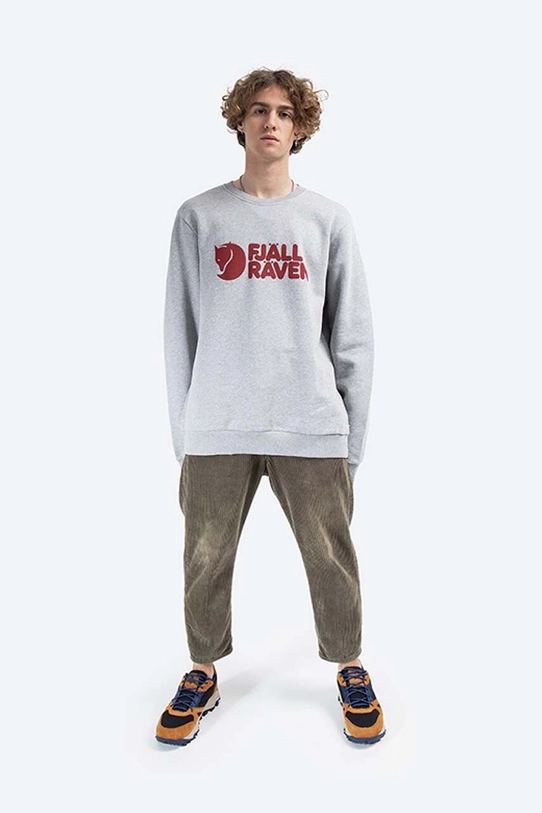 Pamučna dukserica Fjallraven Logo Sweater F84142 siva AA00