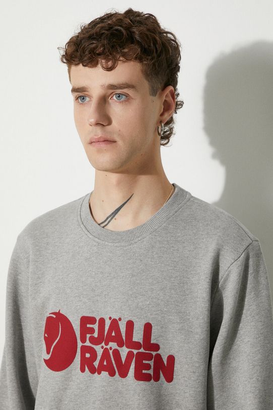 Pamučna dukserica Fjallraven Logo Sweater siva F84142
