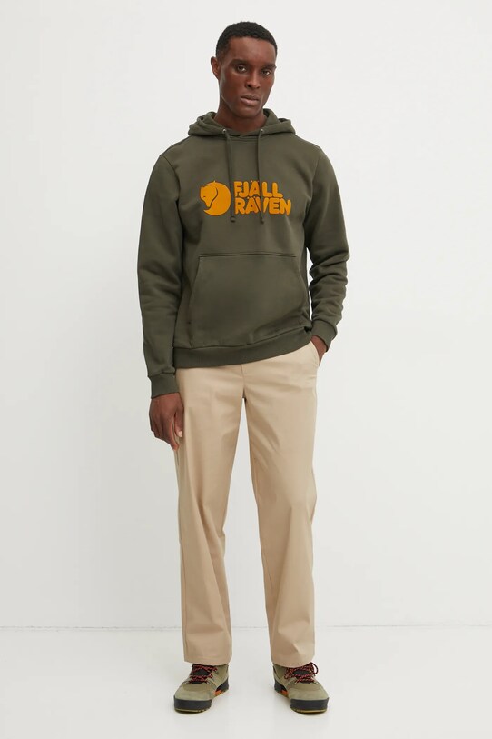 Хлопковая кофта Fjallraven F84144 зелёный SS25