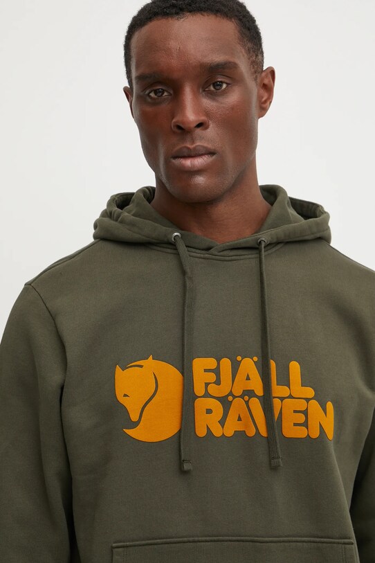 Fjallraven felpa in cotone verde F84144