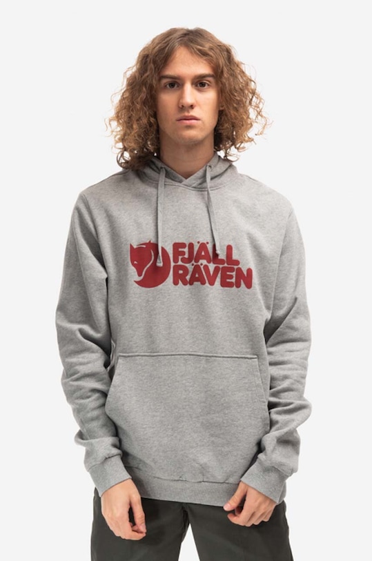 Fjallraven bluza bawełniana Logo Hoodie nadruk szary F84144