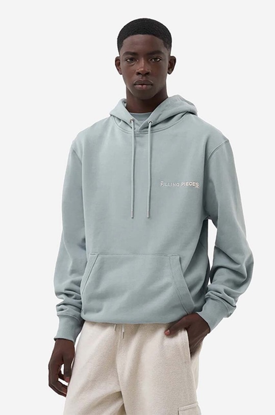 Filling Pieces cotton sweatshirt Core Hoodie Lead cotton blue 80613682063