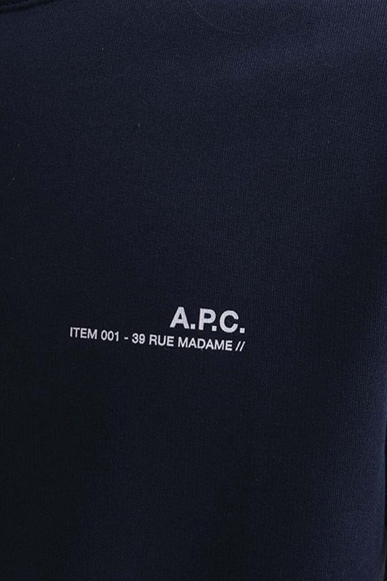 A.P.C. bluza bawełniana Bluza A.P.C. Sweat Item granatowy COEAS.H27608