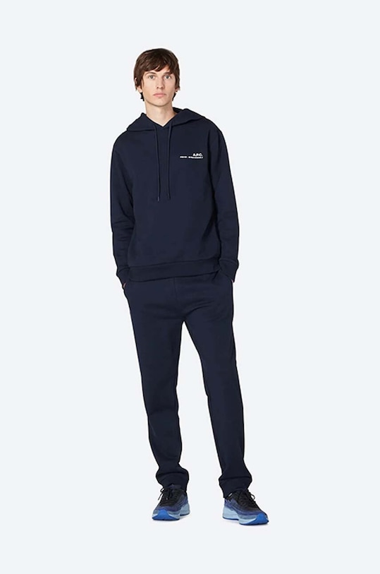 Bavlněná mikina A.P.C. Hoodie Item COEAS-H27672 BLACK COEAS.H27672 námořnická modř AA00