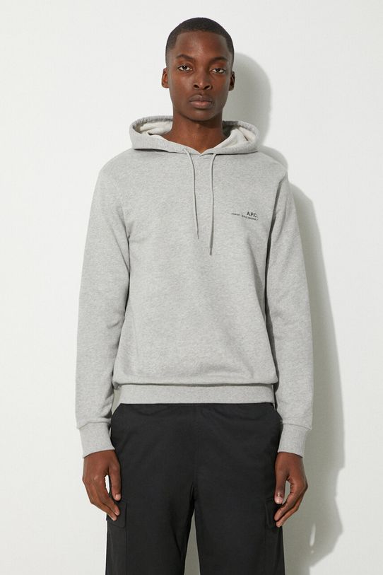 A.P.C. bluza bawełniana Hoodie Item z kapturem szary COEAS.H27672