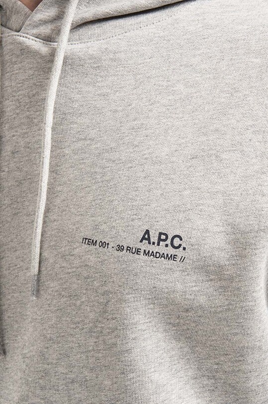 Хлопковая кофта A.P.C. Hoodie Item серый COEAS.H27672