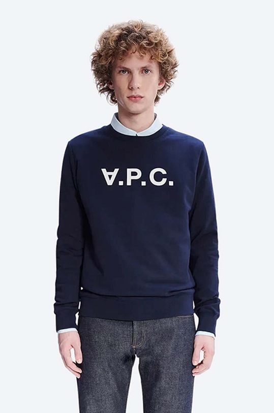 A.P.C. hanorac de bumbac Sweat Vpc imprimeu bleumarin COECQ.H27378