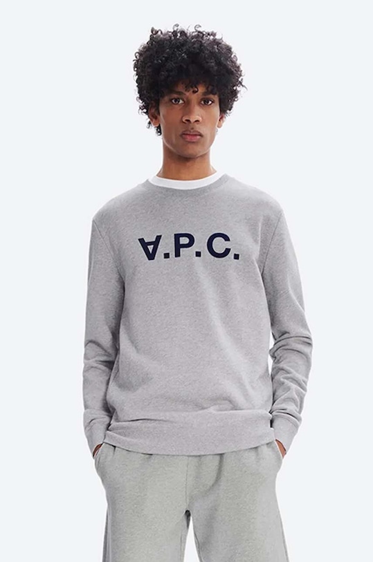 Бавовняна кофта A.P.C. Sweat Vpc без капюшона сірий COECQ.H27378