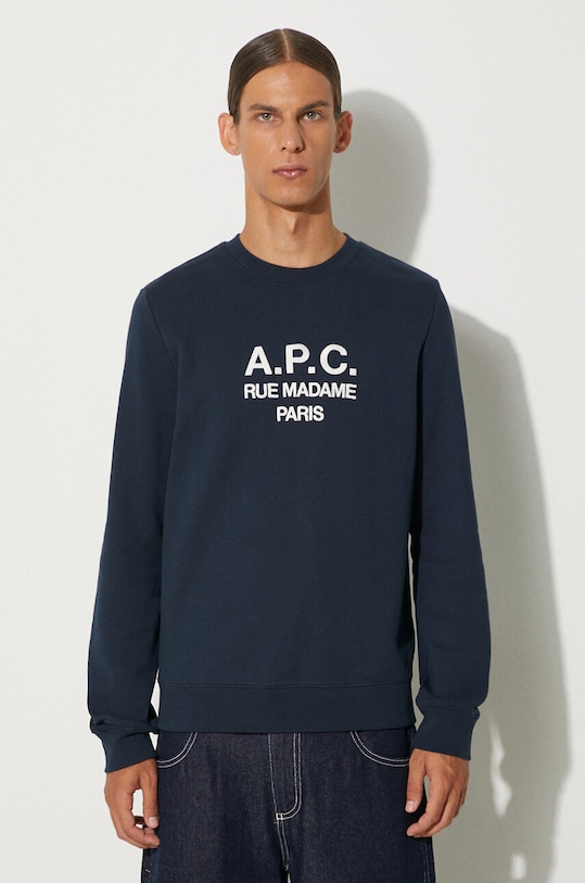 A.P.C. bluza bawełniana Rufus granatowy COEZD.H27500